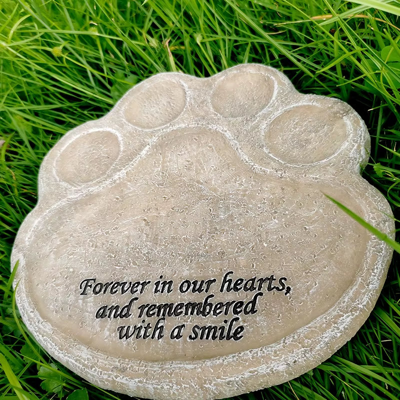 Memorial Tombstone Pet Gravestone Tomb Dog Cat Paw Print Animal Funeral Home Decor