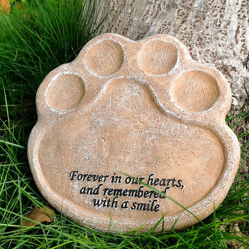 Memorial Tombstone Pet Gravestone Tomb Dog Cat Paw Print Animal Funeral Home Decor