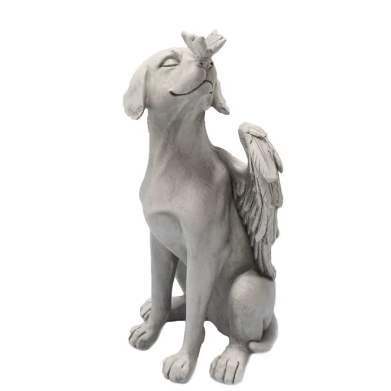 Angel Pet Dog Statue Memorial Grave Marker Antique Stone Resin Garden Ornament Wholesales