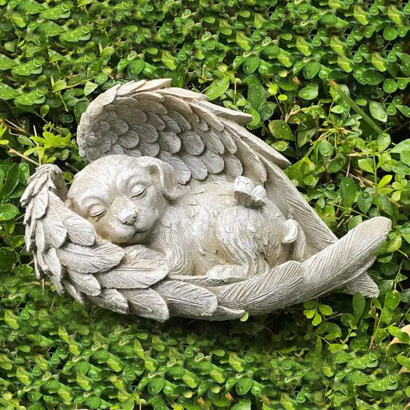 Mini Pet Memorial Tombstone Resin Angel Dog & Cat Pet Monument Garden Decoration Angel Cat and Dog Pet Memorial Craft Decoration