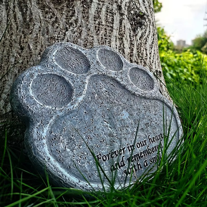 Memorial Tombstone Pet Gravestone Tomb Dog Cat Paw Print Animal Funeral Home Decor