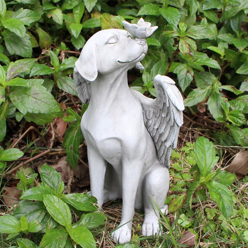 Angel Pet Dog Statue Memorial Grave Marker Antique Stone Resin Garden Ornament Wholesales