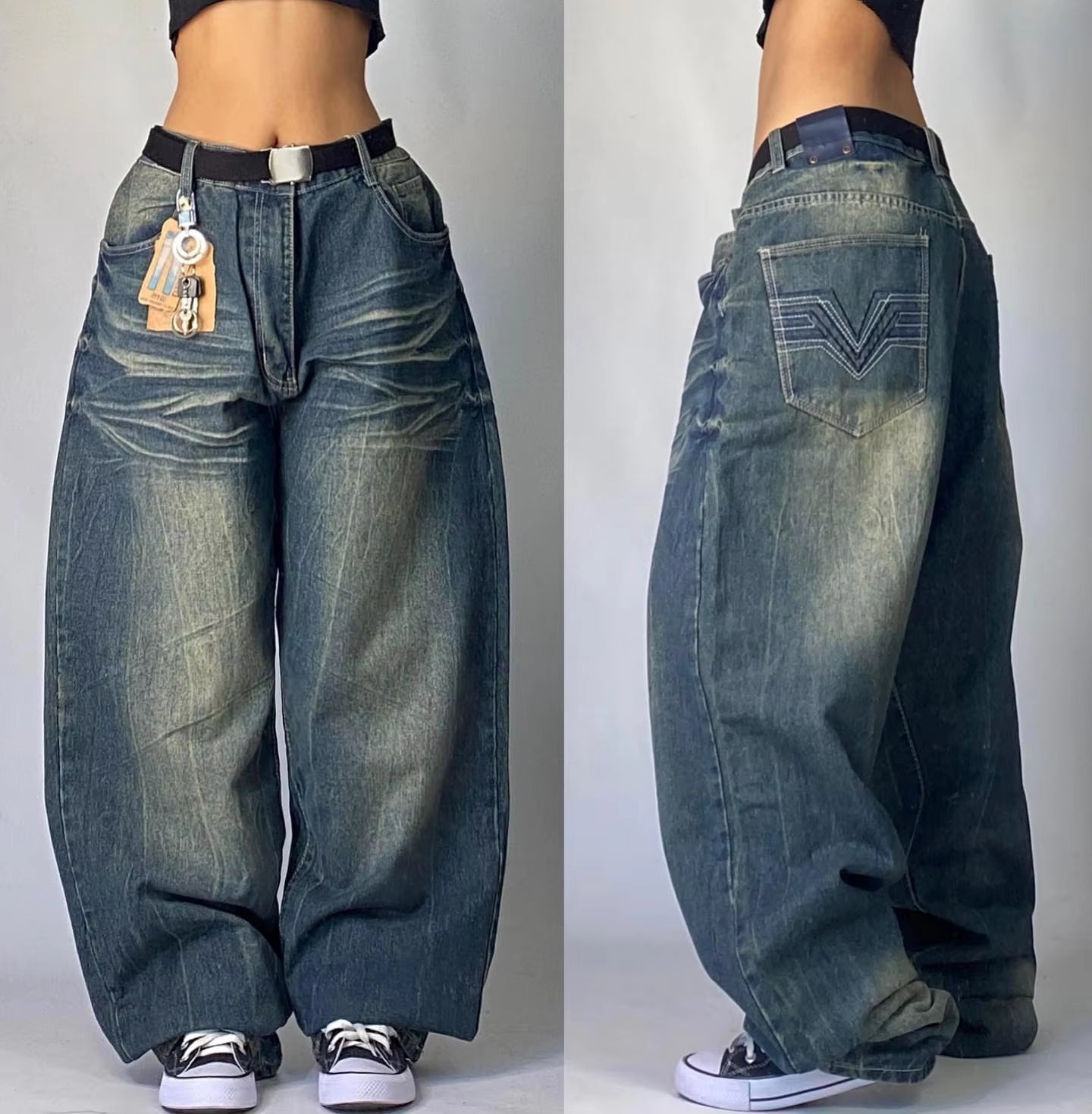 Y2K Harajuku Style New Fashion Yellow Washed Baggy Jeans Women Street Vintage Hip Hop Popular Casual High Waist Wide Leg Pants