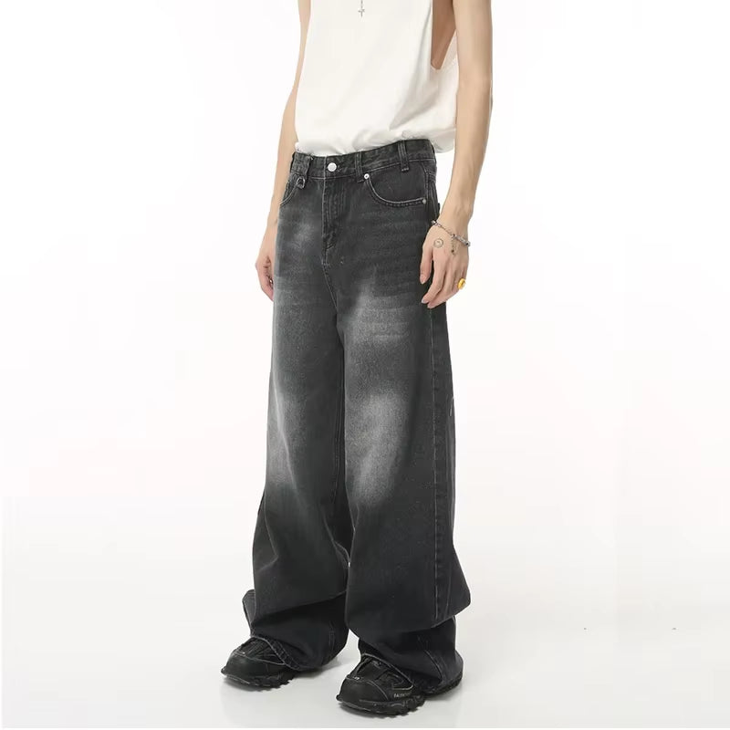 Streetwear Vintage Y2K Men’S Jeans Black Baggy Trousers New Wide Leg Denim Pants Hip Hop Harajuku Distressed Straight Pants