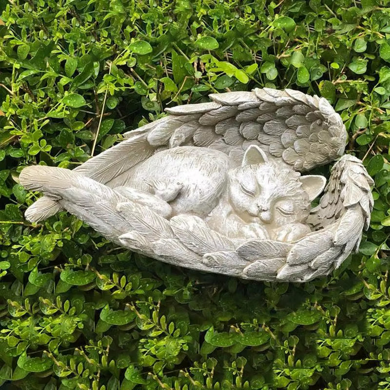 Mini Pet Memorial Tombstone Resin Angel Dog & Cat Pet Monument Garden Decoration Angel Cat and Dog Pet Memorial Craft Decoration