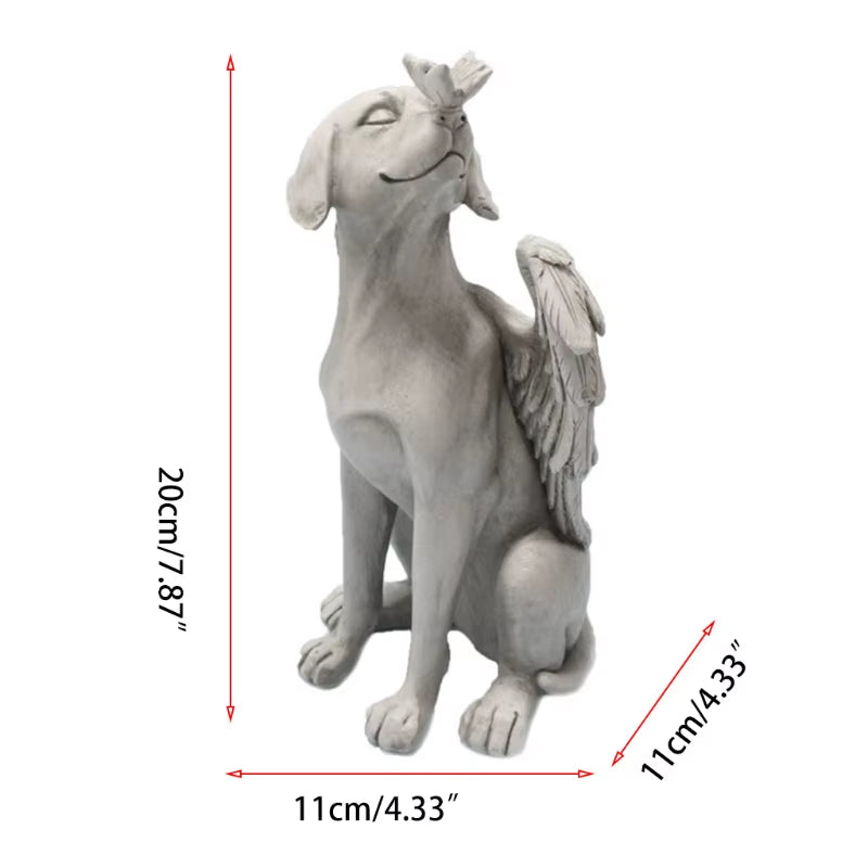 Angel Pet Dog Statue Memorial Grave Marker Antique Stone Resin Garden Ornament Wholesales