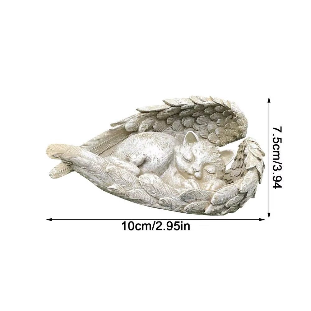 Mini Pet Memorial Tombstone Resin Angel Dog & Cat Pet Monument Garden Decoration Angel Cat and Dog Pet Memorial Craft Decoration