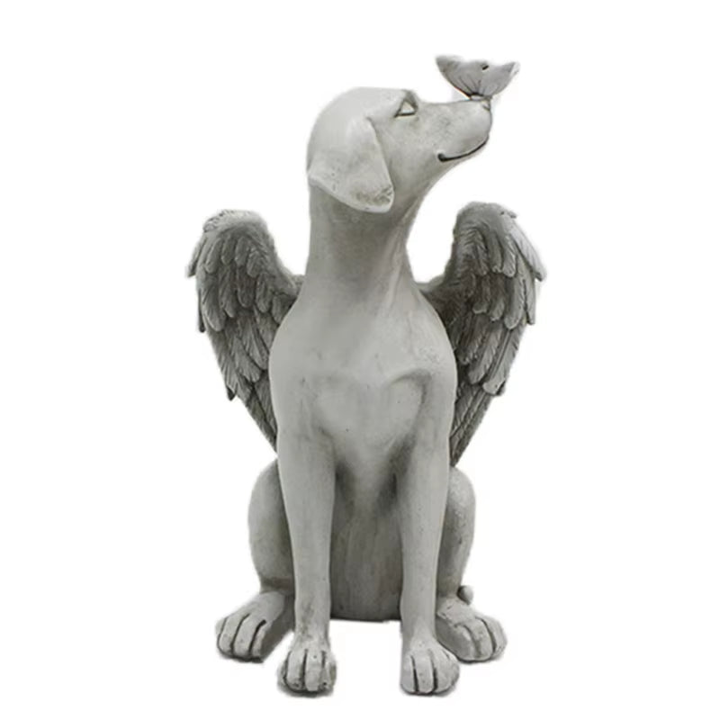 Angel Pet Dog Statue Memorial Grave Marker Antique Stone Resin Garden Ornament Wholesales